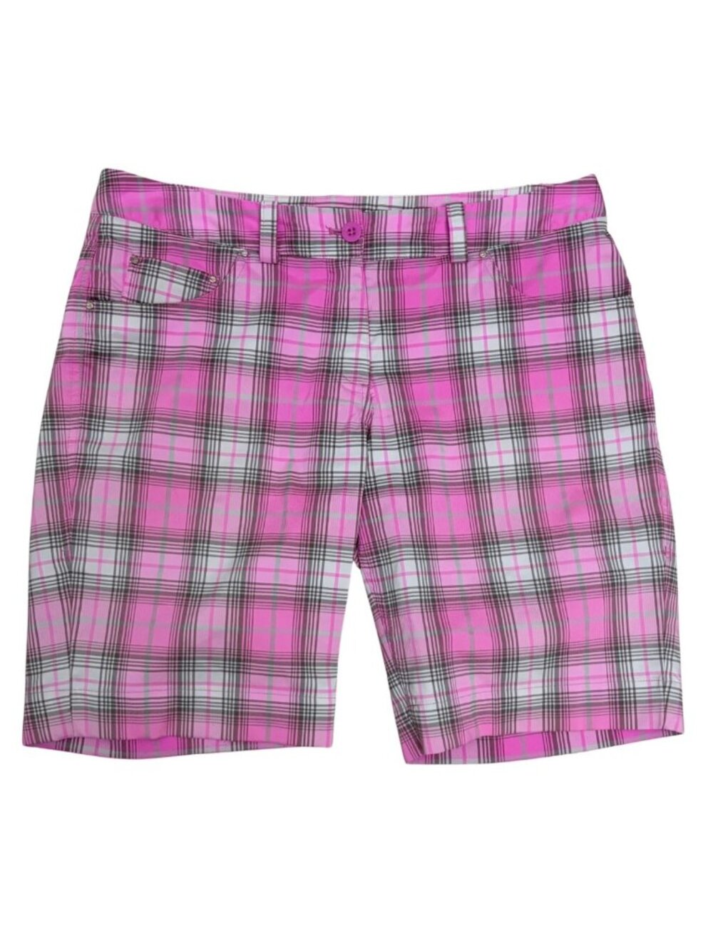 NIKE GOLF Womens Pink Shorts Plaid Check Summer Light Shorts Womens Medium